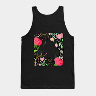 Black floral art Tank Top